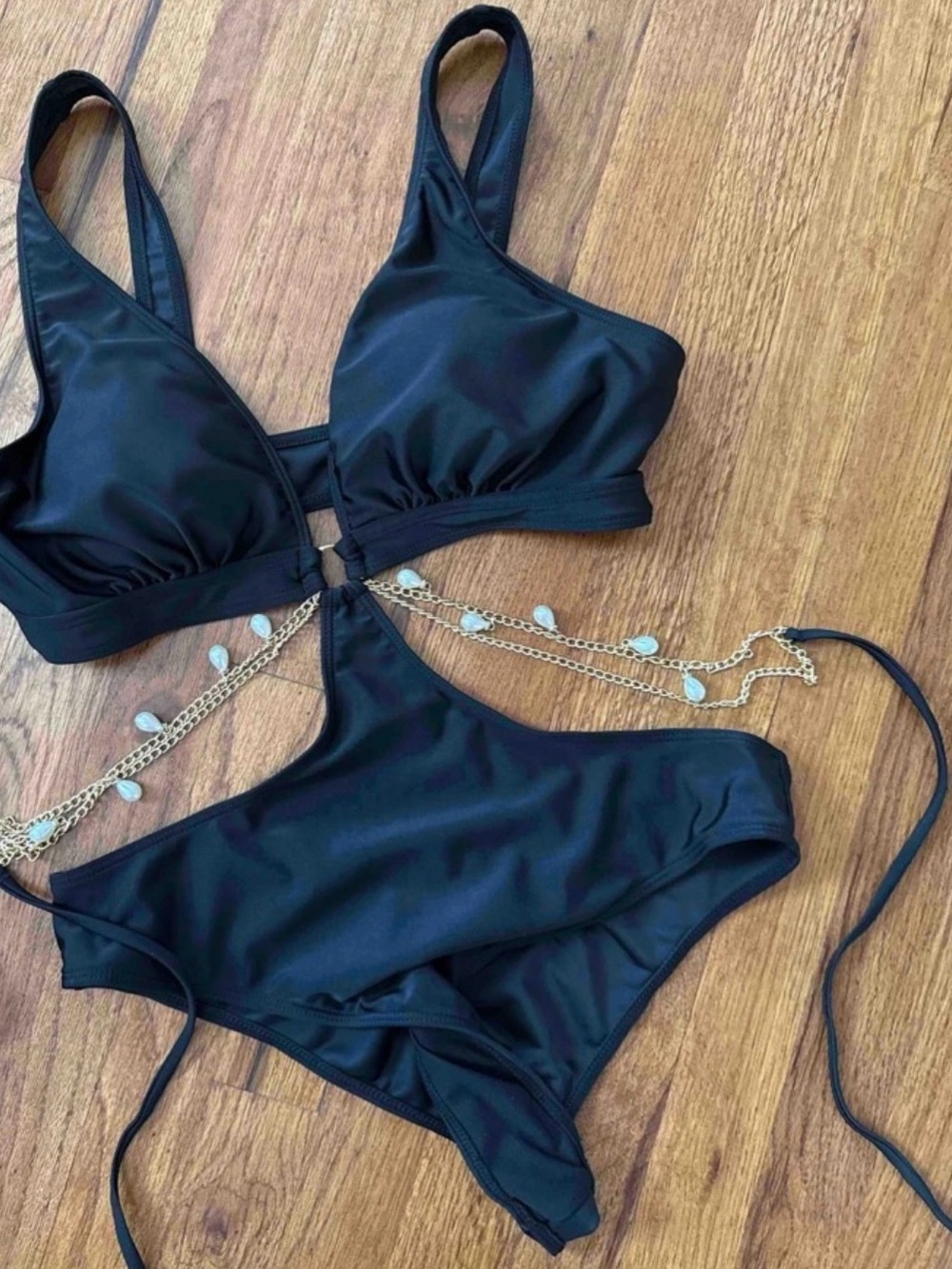 SHEIN Black Chain One-Piece Swimsuit | NWOT | Size M